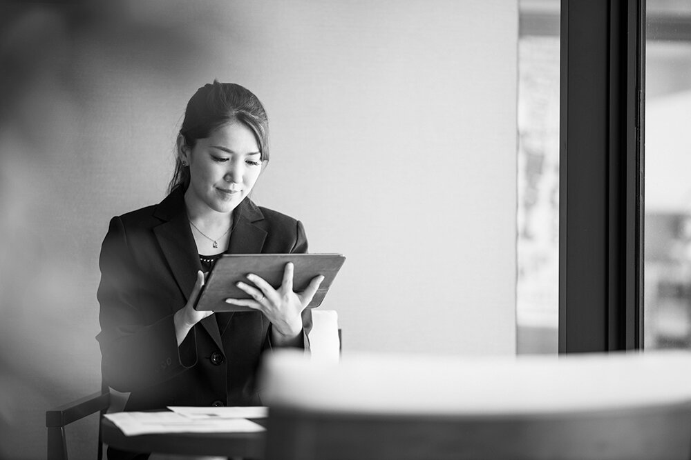 Employee using tablet