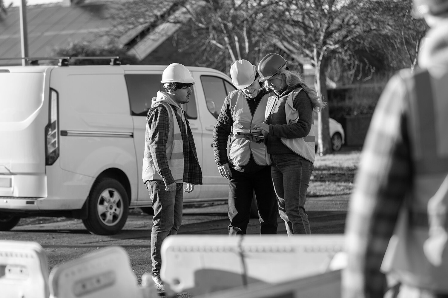 Builders onsite talking